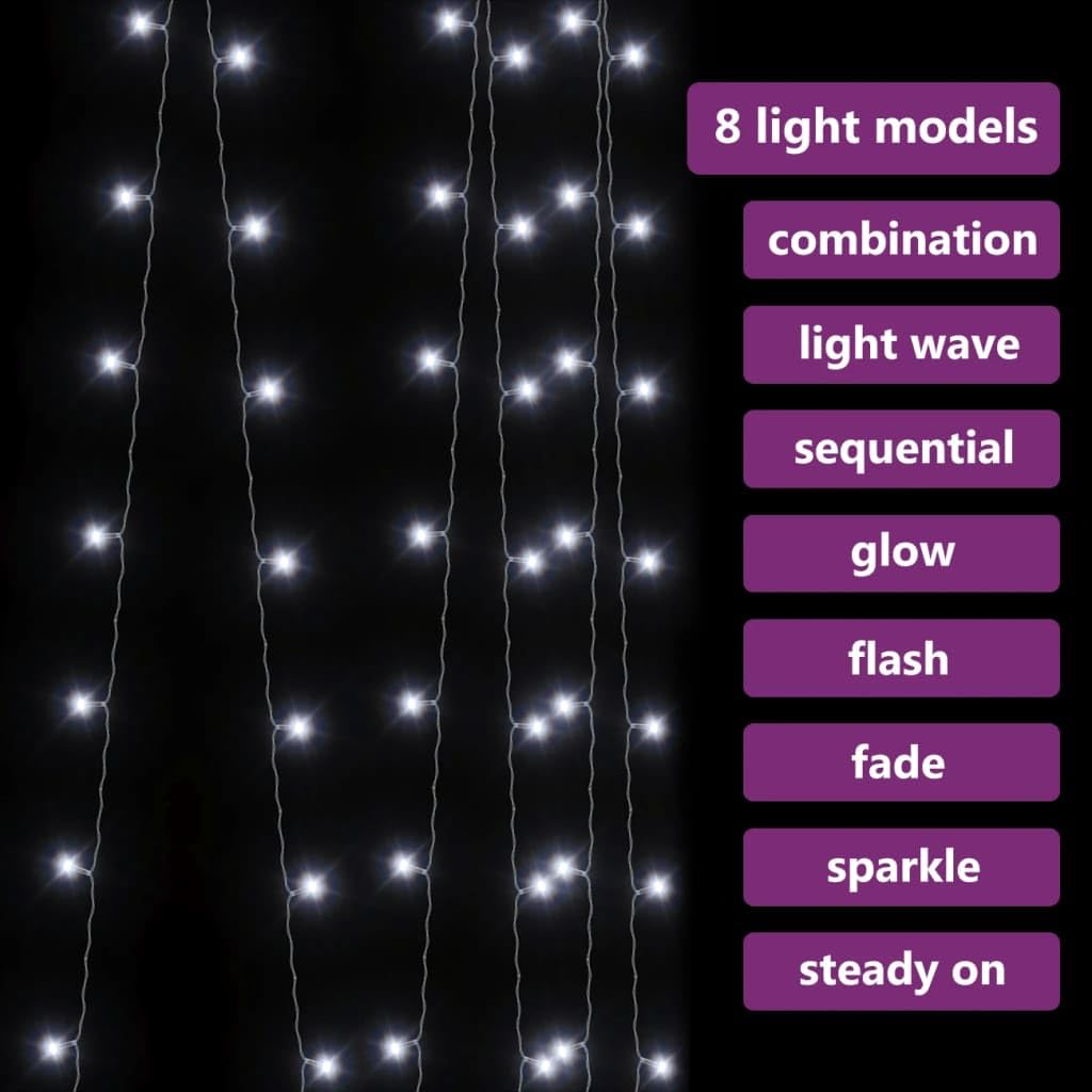 Rideau lumineux décoratif 3 x 3 m 300 LED blanc froid 8 fonctions décorations saisonnières et de vacances