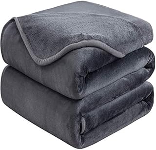 Soft Queen Size Blanket for All Season Warm Fuzzy Microplush Lightweight Thermal Fleece Summer Autumn Fall Winter Spring Blankets for Queen Full Bed Couch Sofa,90x90 Inches,Dark Gray