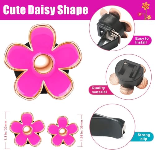 Image of Cute Pink Air Fresheners Car Accessories for Women Teens Girls Mom Gifts | 6pcs Boho Flowers Cars Air Fresheners Vent Clips Girly Automotive Truck Smell Freshener Gadgets Diffuser Aesthetic Decor