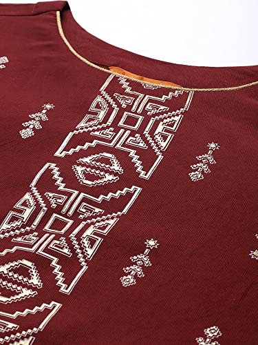 Image of INDO ERA Viscose Women's Geometric Kurta With Pant & Dupatta Set (Kh9Mr8595)