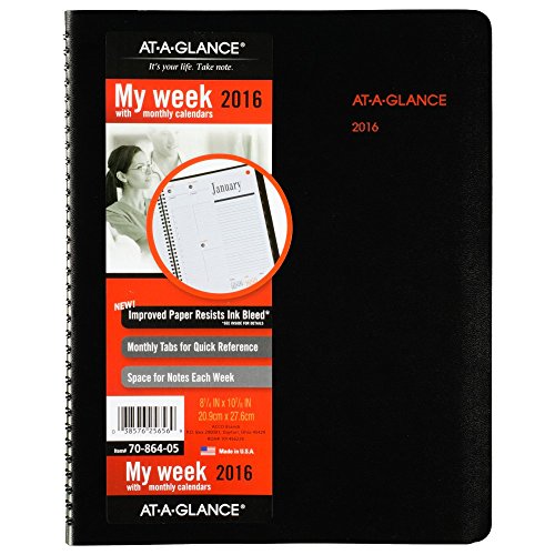AT-A-GLANCE Weekly / Monthly Appointment Book / Planner 2016, 8-1/4 x 10-7/8 Inches, Black (70-864-05) AT-A-GLANCE Weekly / Monthly Appointment Book / Planner 2016, 8-1/4 x 10-7/8 Inches, Black (70-864-05)