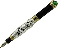 Vista 4 de Jinhao Ancient Silver Dragon - Pluma estilográfica de punta media que juega con joyería verde perla con estuche para bolígrafo