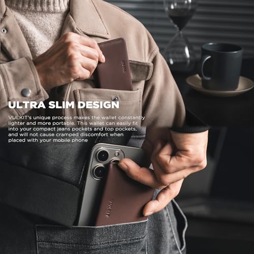 Image of VULKIT Slim Minimalist Card Holder RFID Blocking Leather Credit Card Holder Front Pocket Wallet Magnetic Closure