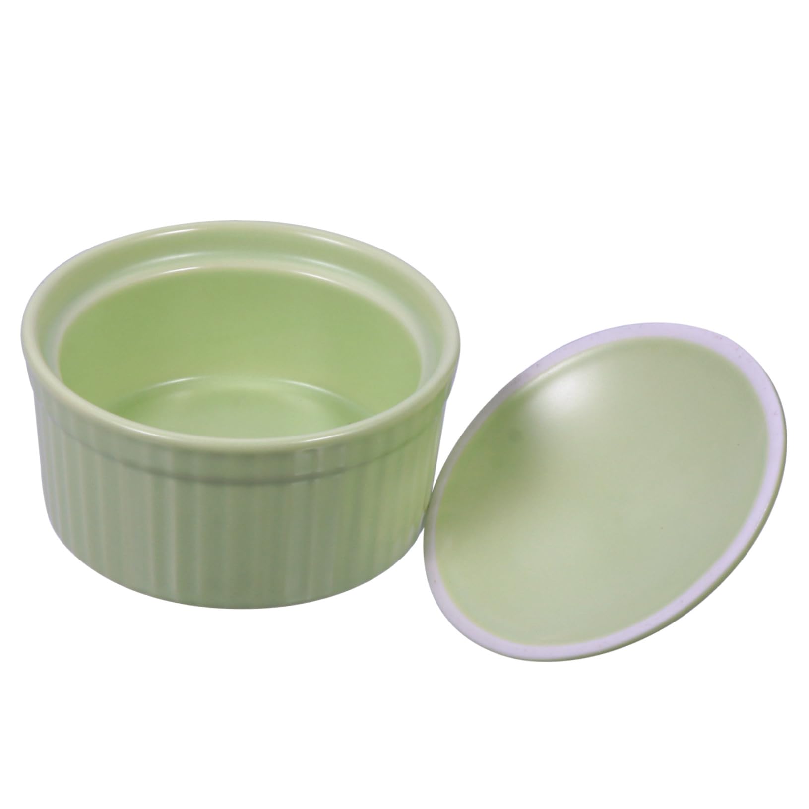 Keramik Souffléform mit Deckel, Grün, 1 Stück für Backen