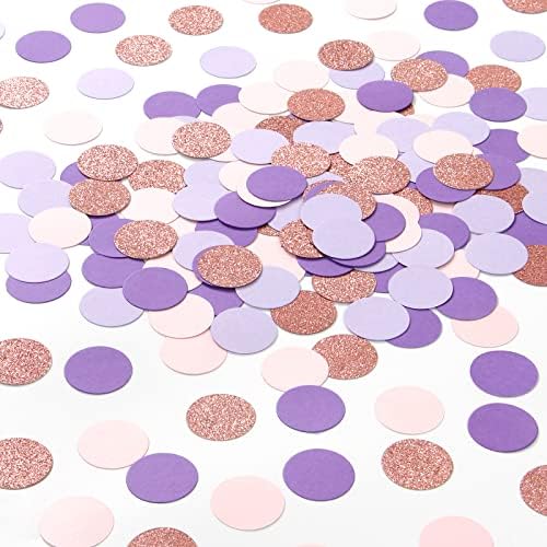 Rose-Gold Pink-Purple Party Decorations Confetti - 300pcs Baby Shower Decorations for Girl Women Birthday Table Scatter,Bachelorette Wedding Engagement Decor Lasting Surprise