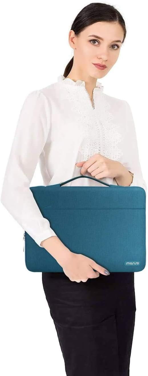 MOSISO 360 Protective Laptop Sleeve Compatible with MacBook Pro 16 inch 2023-2019 M2 A2780 M1 A2485 A2141/Pro Retina 15 A1398, 15-15.6 inch Notebook, Polyester Bag with Trolley Belt, Deep Teal