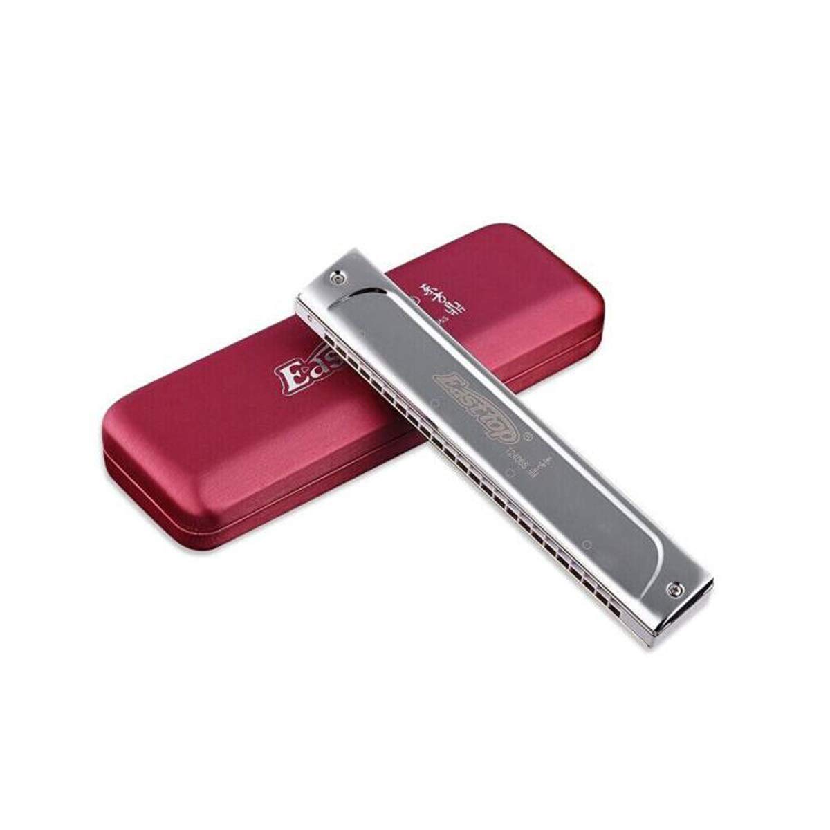 QINRUIKUANGSHAN Harmonica 24-Hole Professional High-end Tremolo Harmonica, Key C/D/E/F/G/A/B/#C/#D/#F/#G/#A, Silver, Suitable for Beginners Self-Study Exercises, Advanced Learning, Solo Creation