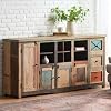 Accent Boho Style Sideboard Buffet Cabinet with Multifunctional Storage Farmhouse Multicolor Credenza 76 Inch Wine Coffee Bar Cabinet for Living Dining Room Entry Kitchen