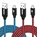 Micro USB Cable 15ft,Extra Long Braided Andorid Charging Cords, iSeekerKit 2Pack Colorful Micro USB to USB 2.0 for Android/Windows/PS4/Samsung Galaxy S6 S7 Edge,Note 5/4,LG,Moto,Nokia,HTC (Blue+Red)