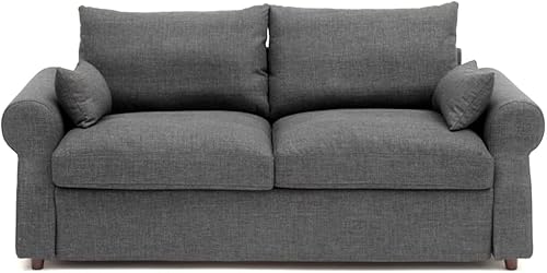 Panana Modern 3 Seater Couch Seette, Linen Fabric Grey Sofa