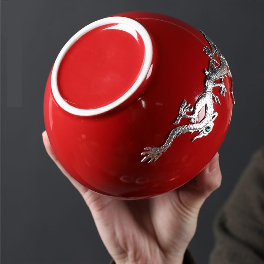 Ceramiczny pojemnik na herbatę, pojemnik na herbatę w dużych ilościach, słoik ceramiczny, mały, dwuwarstwowy, z pokrywką, szczelny słoik, zestaw do herbaty w stylu retro, chiński, pojedynczy słoik,