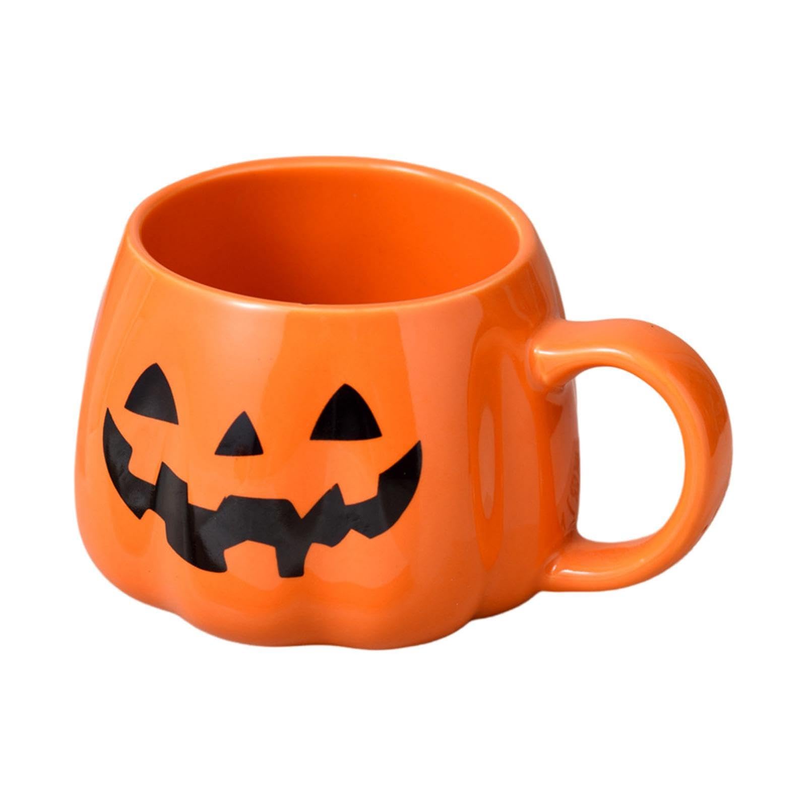AYKHDS Tazza in ceramica a forma di zucca, tazza da caffè per Halloween, simpatica tazza da caffè in ceramica a forma di zucca, tazza per zuppa di latte, tazza di Halloween, in