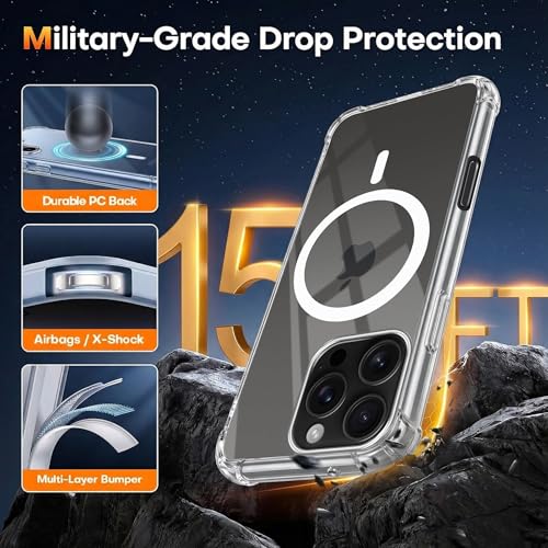 Image of Jkobi Shockproof Crystal-Clear Back Cover for Apple iPhone 16 Pro (Magsafe Wireless Support | Drop & Camera Protection | Hard Polycarbonate)