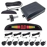 Peidesi Rear Parking Sensor Kit Black Universal Car LED Display with 8 Radar Accurate Digital Display of Obstacle Distance Alarm Parktronic Kit Alarm Buzzer Reminder Safe Driving