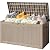 Flamaker Outdoor Storage Box 100 Gallon Waterproof Resin Deck Box with Air Rod Indoor Outdoor Lockable Storage Bench for Patio Cushions, Tools, Pool Accessories (Brown)