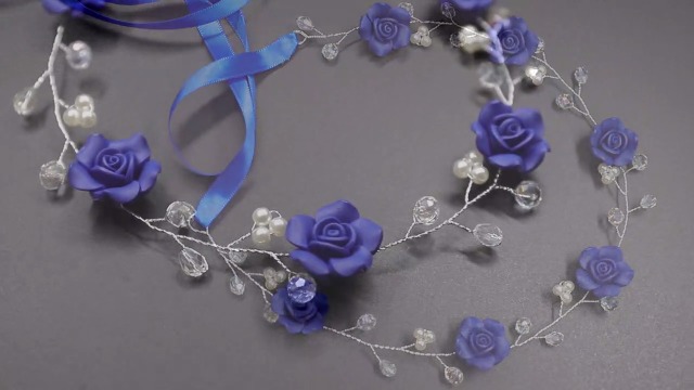 Blue Floral leatherette Crystal Headband - Women Accessories Amazon.com : Missgrace Bridal Crystal Navy Blue Headband  main image 4