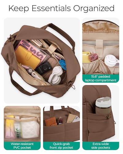 Image of BAGSMART Gym Bag for Women, Lightweight Puffer Duffle Bag 2-PC Travel Bag, 31L Weekender Overnight Bag Quilted Carry On Tote Bag, Diaper Hospital Dance Bag for Travel, Gym, Water Resistant