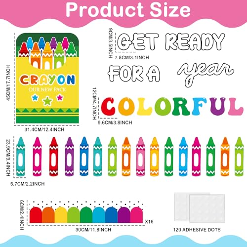 Image of Crayon Bulletin Board Set Back to School Classroom Decorations Colorful Crayon Paper Cutout DIY Name Tag Get Ready for A Colorful Year Bulletin Board for School Nursery Classroom Chalkboard Wall Decor