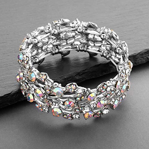 Mariell Aurora Borealis Crystal Stretch Bracelet, One Size Fits Most For Prom, Bridesmaids, And Weddings #TOP5