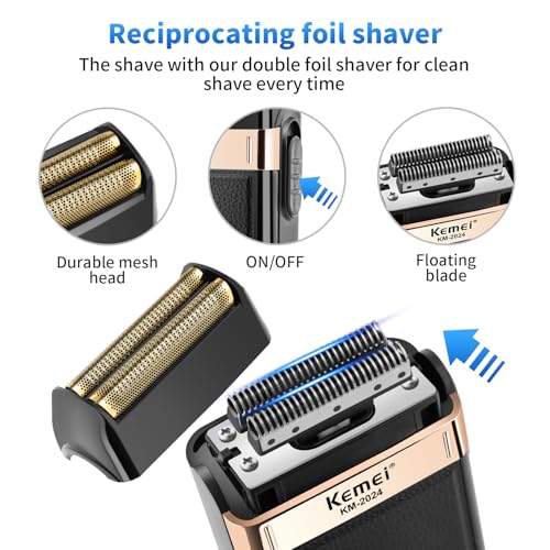 KEMEI Professional Hair Clippers for Men Cordless Complete Barber Clipper T-Blade Hair/Beard Trimmer Foil Shaver Set - Image 3