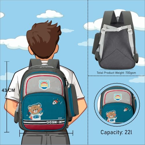 Image of Tinytot 22 Litre 17-Inch Waterproof Large School Bag for Boys & Girls, Kids School Bag, School Backpack for Girls and Boys, for Kids, Ideal for Children