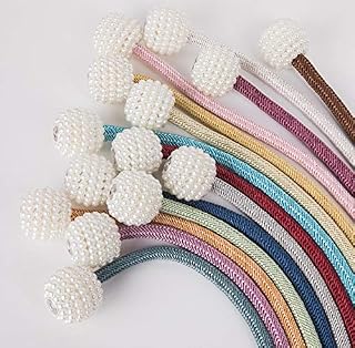 Megachest 2 Pcs Magnetic PEARL Curtain Tiebacks Curtain Clips Rope Holdbacks Curtain Holder Buckles 15 COLORS (SILVER)