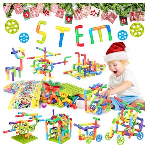 WishaLife 175 Pieces STEM Building Blocks Set, Kids Tube Locks Construction Set with Baseplate, Preschool Educational Pipe Toy Gift for Toddler Aged 3+
