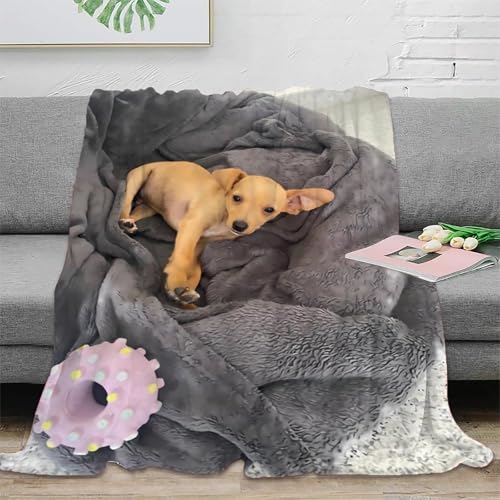 Plaid confortable chiot 3D respirant en microfibre douce 150x200cm