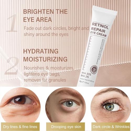 Retinol Eye Cream With Retinol Serum, Retinol Correxion Line Smoothing Eye Cream, Visibly Reduces Puffiness & Dark Circles, Eyes Pro-Retinol Anti Aging Eye Cream Treatment, 30g - Image 3