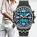 VIGOROSO Men's LED Analog Digital Date Week Sports Outdoor Steel Blue Dial Watch