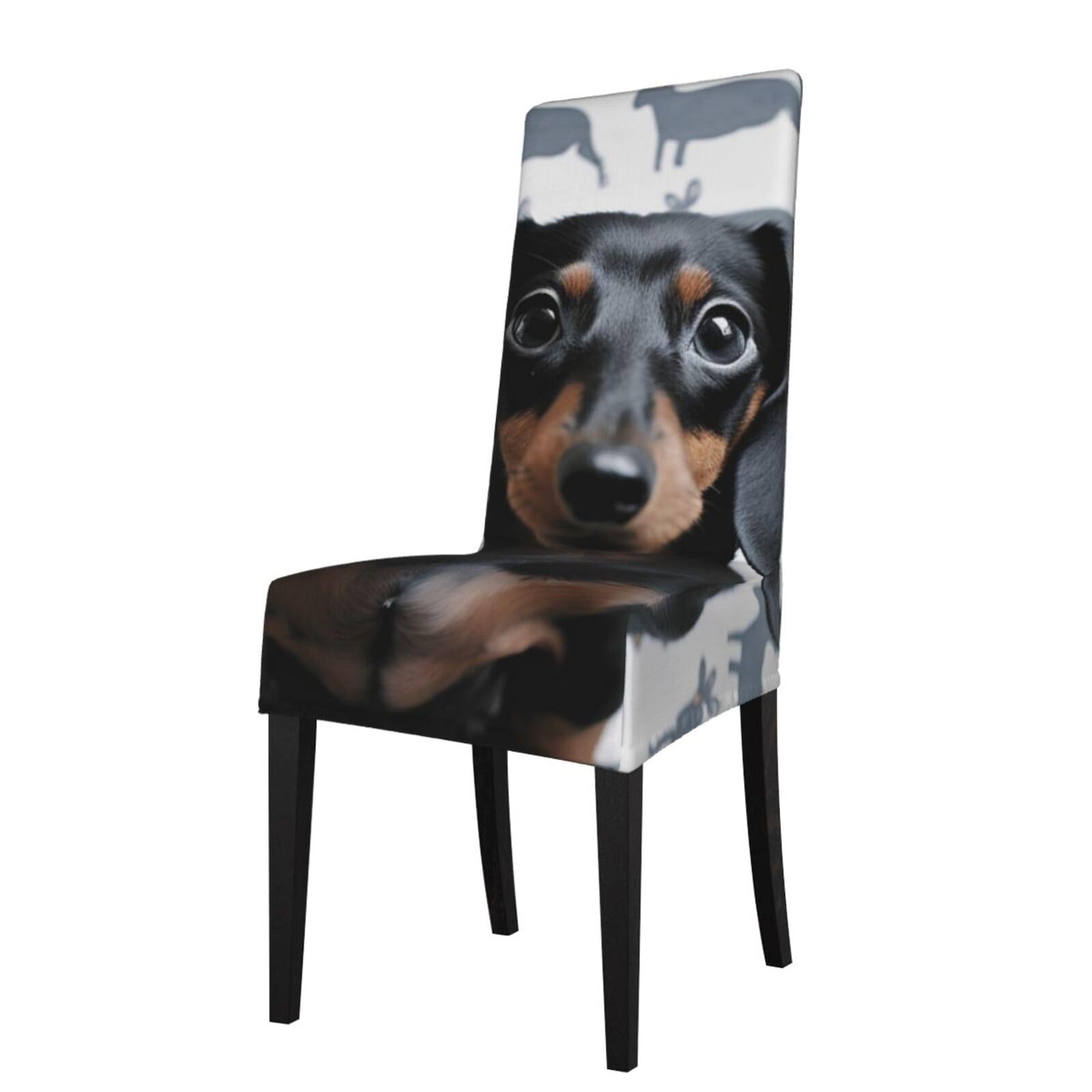WPKJU Cute Dachshund Dog Print Dining Chair Covers Removable Chair Seat Covers Decorative for Kitchen & Bar Stools