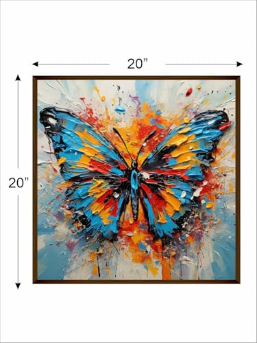 Image of Artsense Painting for wall decoration Abstract wall painting for living- butterfly painting for home decoration with frame-Multicolor /20x20 inches /(50x50 cm) (blue-mix)