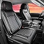DrCarNow Seat Covers for Toyota Tundra 2008-2023, Fit Crewmax SR5 Limited Platinum TRD Pro Truck, Car Leather Seat Cover Accessories, for Dog Pet Baby Infant Kids, Black White Seat Gifts