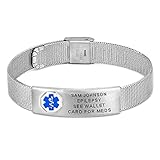 Divoti Custom Engraved Mesh Medical Alert Bracelets for Women/Men, Stainless Steel Medical Bracelet,...