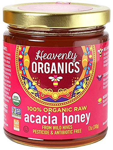 Heavenly Organics 100% Organic Raw Honey Variety - Neem Honey and Acacia Honey (Pack of 4)