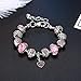 Geettcaifu Pink Hearts Silver Plated Charm Bracelet, DIY Jewelry for Women with Beads, Charms, and Adjustable Snake Chain, Fits 7.5