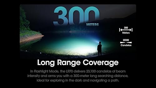 Miniatura 6 de Nitecore Linterna LR70, 3000 lúmenes, tiempo de funcionamiento largo, USB-C recargable, portátil QC PD con luz roja y adhesivo para campamento,