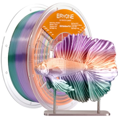 Image of ERYONE Silk Rainbow 3D Printer PLA Filament 1.75 + /- 0.03mm, Shiny Multicolor Filament PLA Fast Color Change 1KG(2.2LBS), Opal Flow