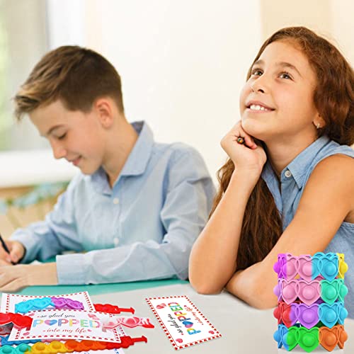 30Pcs Valentines Day Gifts For Kids .Valentines Day Cards For Kids Classroom School .Heart Pop Bracelets And Valentines Day Cards .Valentine's Classroom Exchange Cards And Kids Party Favors.valentines Goody Bag Filler. #TOP4
