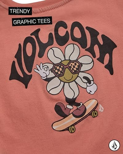 Image of Volcom Girls Shirts - Casual Crewneck Short Sleeve Graphic Tee Trendy Tops - Breathable Girls Summer Clothes