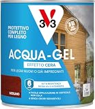 Impregnante Protettivo Completo Legno Acqua-Gel Antigoccia V33 - Varie Colorazioni (0,75 Lt, Mogano)