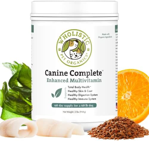 Wholistic Pet Organics Canine Complete: Multivitamin for Dogs Organic Homemade Dog Food Supplement Dog Multivitamin Powder with Probiotics Healthy Immune System Digestive Support for All Ages