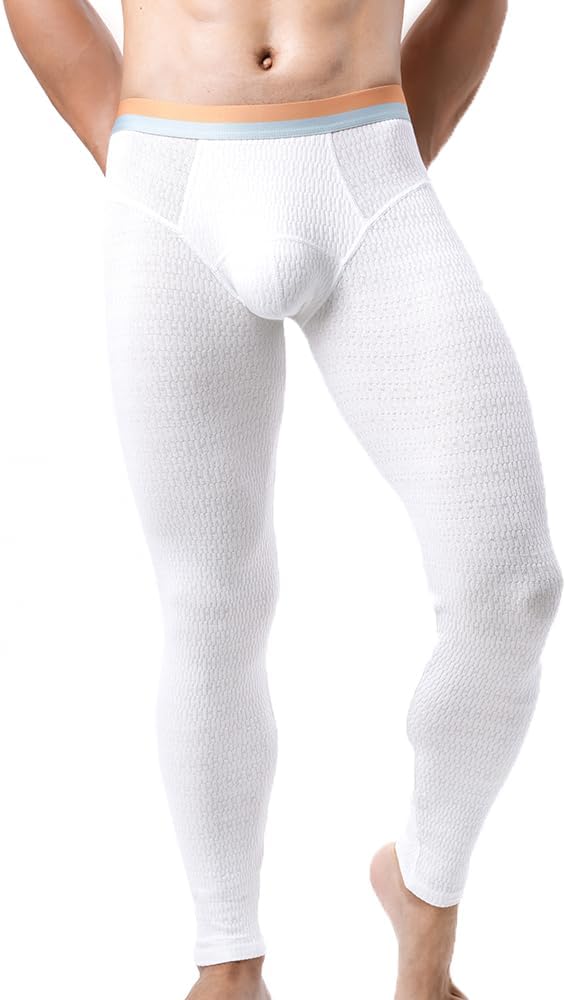 Men Cotton Thermal Bottoms Breathable Underwear Long Johns Base Layer Thin Tights Leggings Pants - Image 2