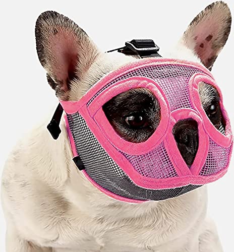 Short Snout Dog Muzzle Breathable Mesh Bulldog Muzzle for Small M...