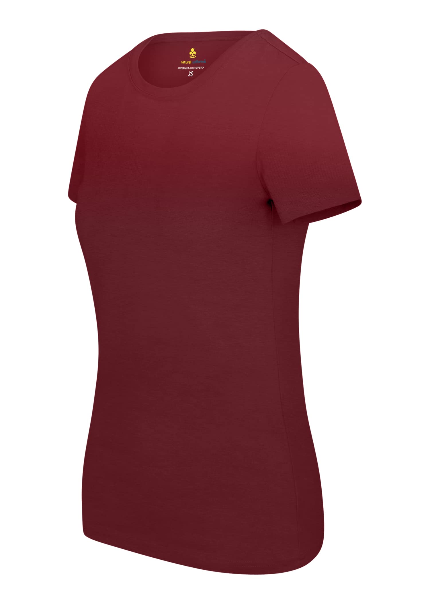 M&M SCRUBS Women's Short Sleeve Round-Neck T-Shirt Under Scrub (Burgundy, X-Large)
