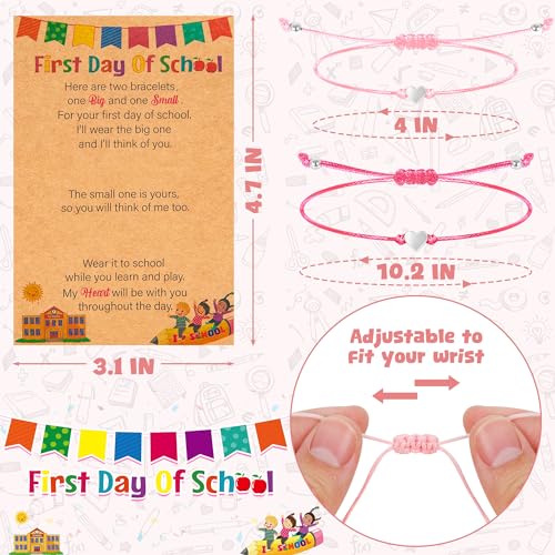 First Day of School Bracelet Mommy and Me, Prek Matching Wish Bracelets Set, Adjustable Bracelet for Boys Girls Gifts Stuff Bulk2