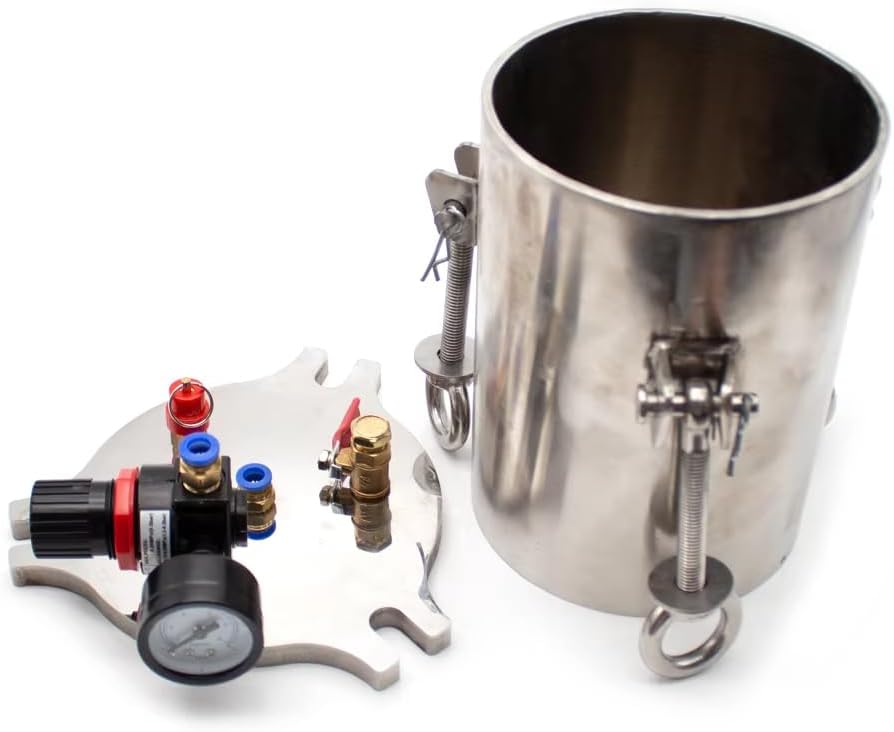 5L Stainless Steel Side Discharge Dispenser Pressure Tank Fluid Dispensing Bucket with Safety Regulating Valve Max Pressure 8Bar