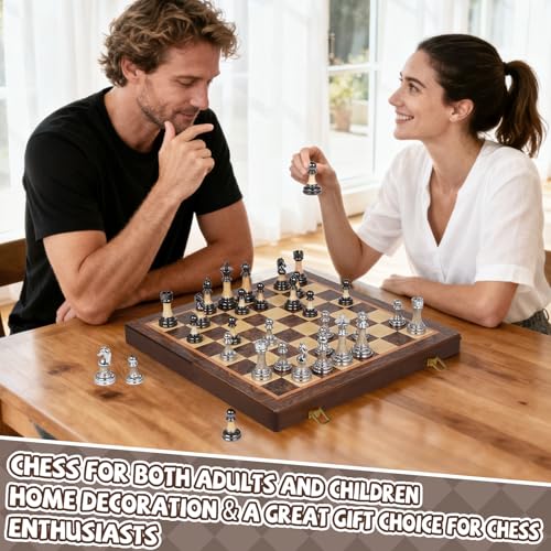 Juego de Ajedrez Deluxe Grande de 17 Pulgadas Madera y Piezas Metálicas miniatura 7