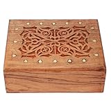 Ajuny Portagioie in Legno Intagliato a Mano con Scrigno del Tesoro Decorativo Grande Desig...