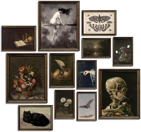 Waschbar Dark Academia Room Decor – Gothic Home Decor, Halloween Decor, Victorian Decor, Witchy Gallery Wall Art for Dorm Bedroom (UNFRAMED)